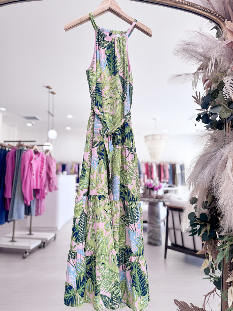 Claribel Maxi Dress - Palm Leaves