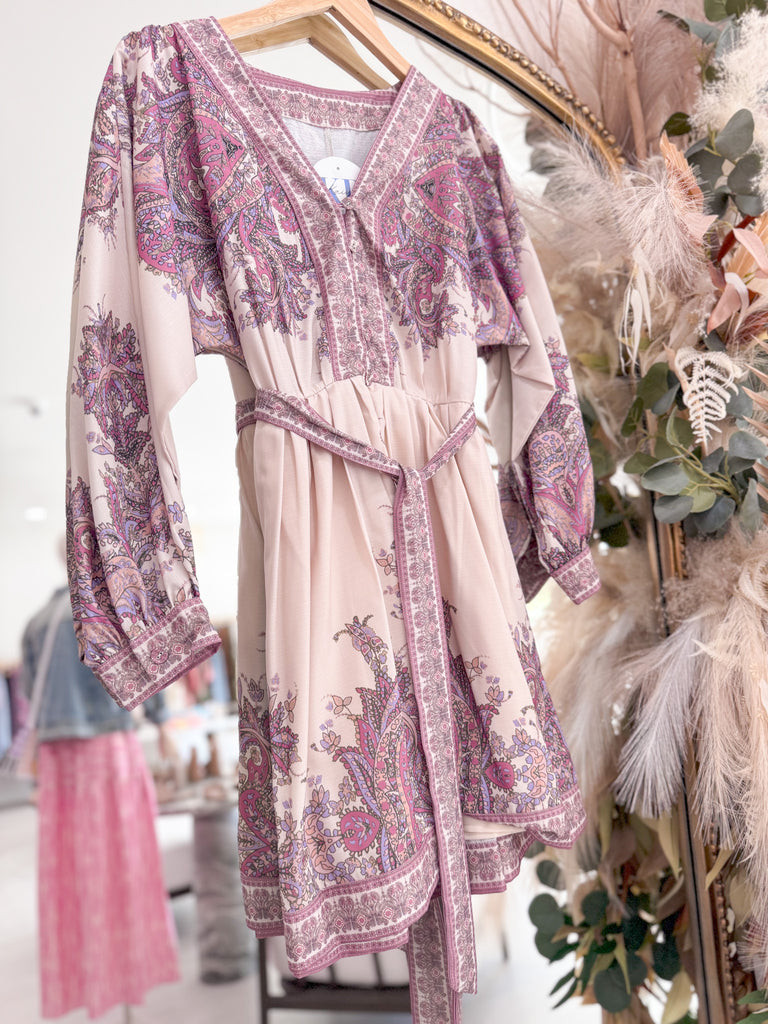 Chantria Dress - Ivory/Pink