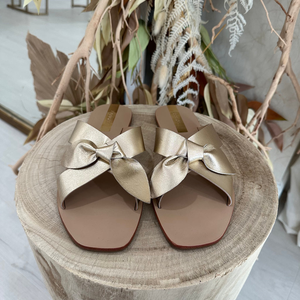 Tais Cross over Bow Sandals Gold KD Boutique