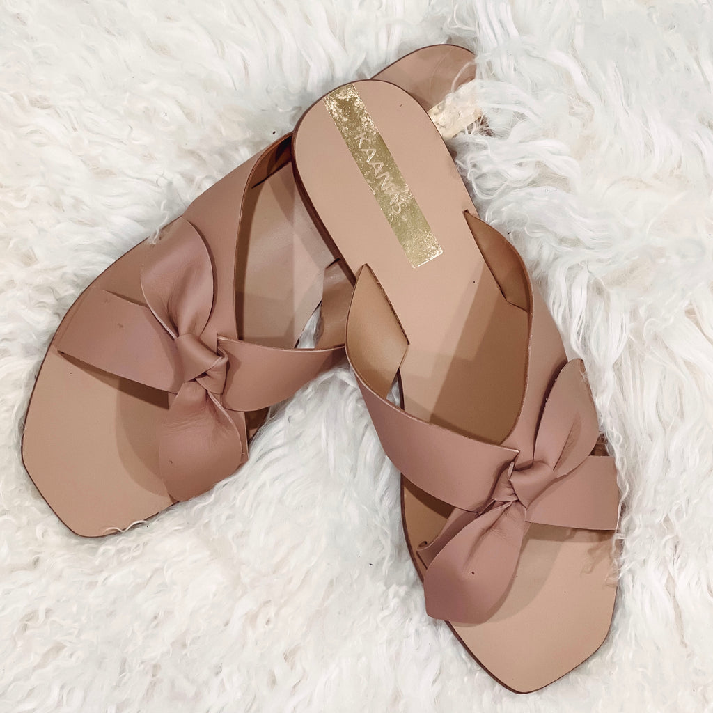 Tais Cross-over Bow Sandals - Nude