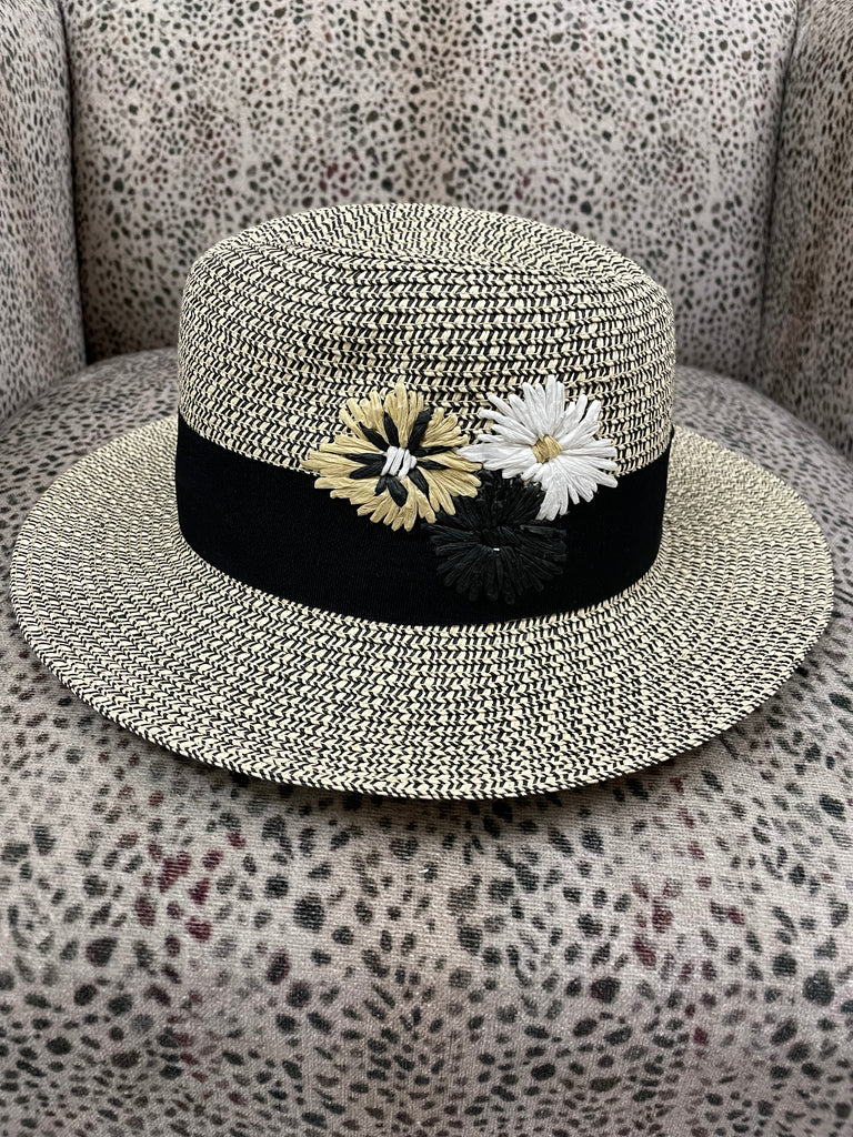Bailey Straw Hat - Black Floral