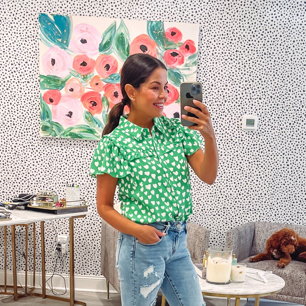 Paige Blouse - Green Heart