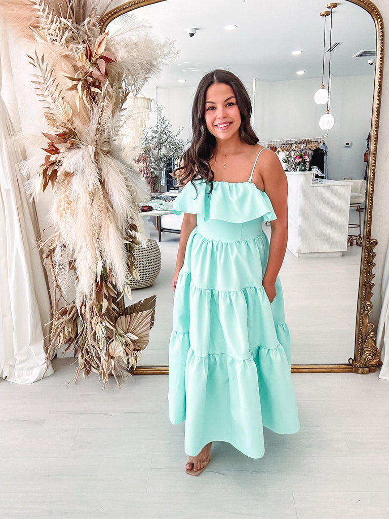 seafoam maxi dress Lace Tier Maxi Dress